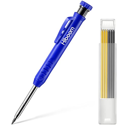 Hiboom Mechanical Carpenter Pencil with 7 Leads, Deep Hole Marker, Blue - color: Blue