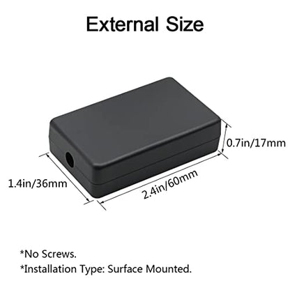 LeMotech 5Pcs ABS Plastic Electrical Project Case Power Junction Box, Project Box Black 2.36 x 1.42 x 0.67 inch (60 x 36 x 17 mm) - size: 2.4" x 1.4" x 0.7"(5pc)