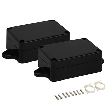 Junction Box Waterproof Dustproof IP65 ABS Plastic Universal Electric Project Enclosure Black with Fixed Ear 3.26"x 2.28"x 1.29"(83 x 58 x 33 mm)(Pack of 2) - size: 3.26"x 2.28"x 1.29"(2 Pack)