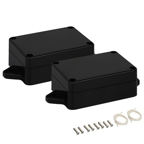 Junction Box Waterproof Dustproof IP65 ABS Plastic Universal Electric Project Enclosure Black with Fixed Ear 3.26"x 2.28"x 1.29"(83 x 58 x 33 mm)(Pack of 2) - size: 3.26"x 2.28"x 1.29"(2 Pack)