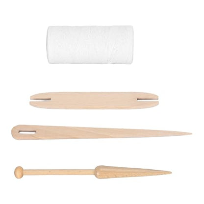 Cotton Warp Thread Kit, Premium 1mm Hand Weaving Supplies with Big Eye Needle and Wooden Rod for Tapestry Crafting, Knitting Projects, 250m Natural Cotton Yarn for Beginners