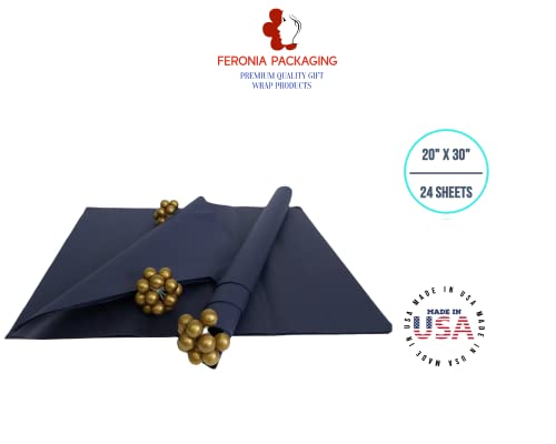Navy Blue Tissue Paper Squares, Bulk 24 Sheets, Premium Gift Wrap and Art Supplies for Birthdays, Holidays, or Presents by Feronia packaging, Large 20 Inch x 30 Inch - color: NavyBlue