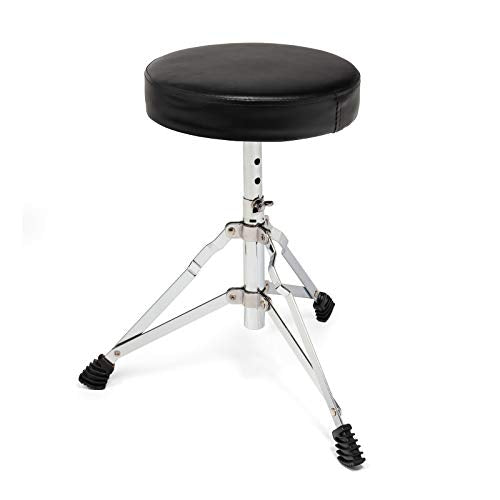 Ashthorpe 5-Piece Complete Kids Drum Set with Genuine Brass Cymbals - Junior Beginner Kit with 16" Bass, Throne, Hi-Hats, Pedals & Drumsticks - Black - color: Black