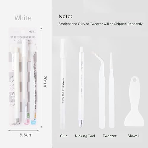 Doraking Scrapbooking Tools with Glue Tweezer Shovel Cutter Pen for Crafting, Scrapbooking, Card Making, Paper Crafts - color: White