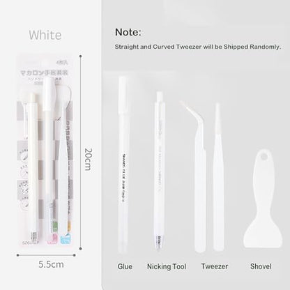 Doraking Scrapbooking Tools with Glue Tweezer Shovel Cutter Pen for Crafting, Scrapbooking, Card Making, Paper Crafts - color: White