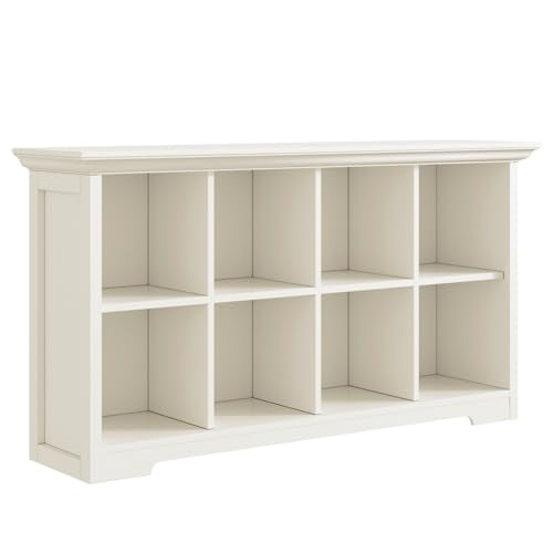 OSCHF 8-Cube Open Bookcase with Base, 2-Tier Low Cabinet, White - color: Warm White, size: 8-Cube