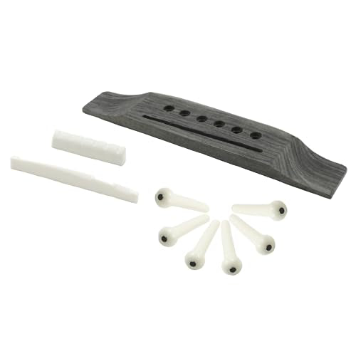Bonsicoky 6 String Acoustic Guitar Rosewood Bridge Set, White - color: White, Style 1
