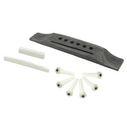 Bonsicoky 6 String Acoustic Guitar Rosewood Bridge Set, White - color: White, Style 1