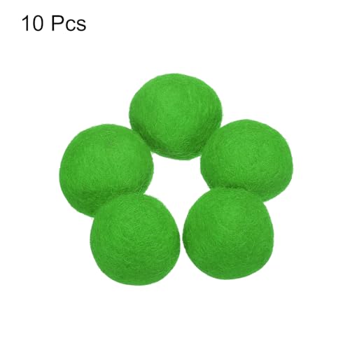 PATIKIL Wool Felt Balls Beads Wool Felting Pom 3.1cm 31mm Green for Home Crafts Handcrafts Project DIY Pack of 10 - color: Green