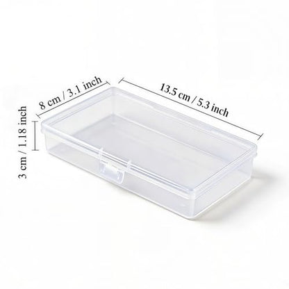 12 Pack Rectangular Clear Plastic Storage Containers - size: 5.3 x 3.1 x 1.18 inch