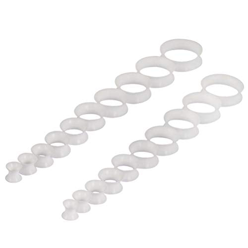 Oyaface 20 PCS Piercing Tunnel Set Soft/Hard Silicone Flesh Ear Plugs 2g-25mm Flexible Ear Stretching Gauge Expander - color: Glow in Dark(thin)