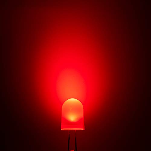 CHANZON 50 pcs 10mm Red Diffused LED Diode Lights (DC 2V 20mA) - color: F) Red-red (50pcs)