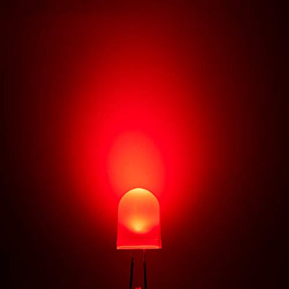 CHANZON 50 pcs 10mm Red Diffused LED Diode Lights (DC 2V 20mA) - color: F) Red-red (50pcs)