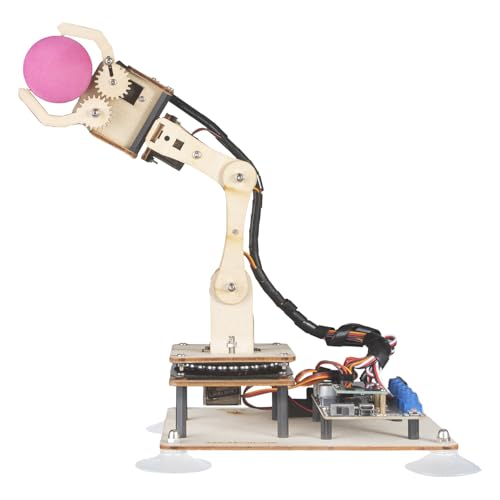 Adeept 5DOF Robotic Arm, Programmable DIY Coding Kit for Arduino IDE - color: Wooden