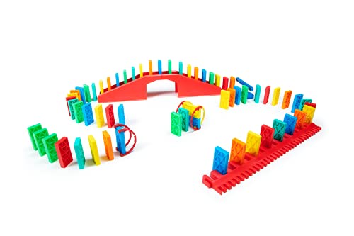 Bulk Dominoes Kinetic Domino Kit | Dominoes Set, STEM STEAM Small Toys, Family Games for Kids, Kids Toys and Games, Building, Toppling, Chain Reaction Sets (68pc) - style: Explorer 68pc