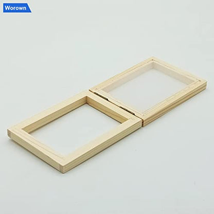 Worown A7 Paper Making Screens, Small Wooden Papermaking Mould & Deckle, (4 x 5 Inch) Paper Making Frames for DIY Craft and Dried Flower Handcrafts - size: 4*5 inch