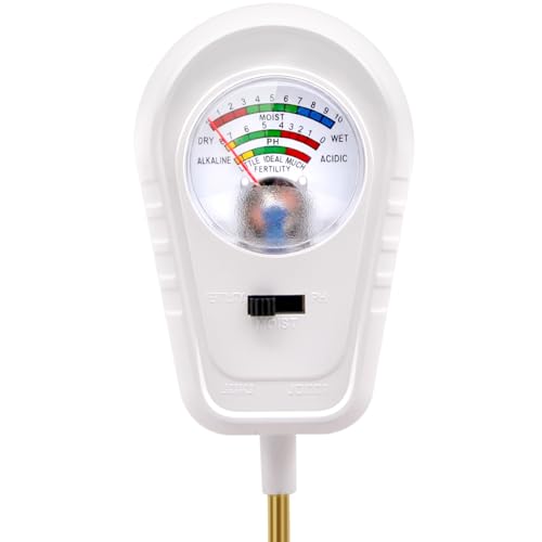 Soil Test Kit 3-in-1, Soil Moisture Meter, Soil PH Meter, Fertility Soil Tester, Soil Tester for Garden, Lawn, Farm, Outdoor & Indoor Use (Silver Frost White)