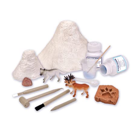 MindWare Dig It Up! Bubbling Ice Age Discovery: Glacial Volcano Fossil Discovery Dig Kit – Make the Volcano Erupt and Then Excavate 7 Artifacts – Educational Activity for Kids & Teens – Ages 8 & Up