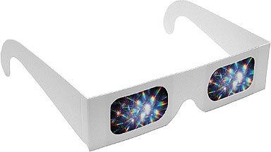 Rainbow Symphony Diffraction Grating Glasses, Linear, 13,500 Line/Inch, Double Axis, Made in USA, Package of 25 - color: White, size: 25
