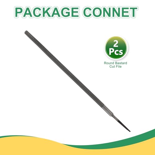 HARFINGTON 2 Pcs 8" Round Coarse Cut File Double Cut Teeth Coarse Metal File High Carbon Steel T12 without Handle for Metal Wood Finishing Roughing, Grey - size: 8", style: Coarse Cut