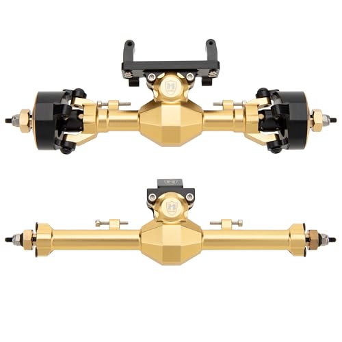 MEUS Racing Isokinetic 3-Section CVD Front and Rear Axles Maximum Steering Angle 52° Wider +5MM for Axial SCX24 Deadbolt C10 JLU Gladiator Bronco 1/24 RC Crawler Upgrade Parts (Anodized Gold) - color: Gold