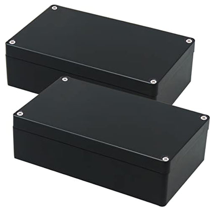Junction Box, Zulkit Project Box IP65 Waterproof Outdoor Box ABS Plastic Electrical Boxes Electronic Enclosure Black 7.9 x 4.7 x 2.2 inch(200 x 120 x 56 mm)(Pack of 2) - size: 7.9" x 4.7" x 2.2"(Pack of 2)