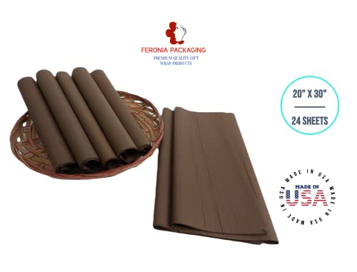 Chocolate Tissue Paper Squares, Bulk 24 Sheets, Premium Gift Wrap and Art Supplies for Birthdays, Holidays, or Presents by Feronia packaging, Large 20 Inch x 30 Inch - color: Chocolate