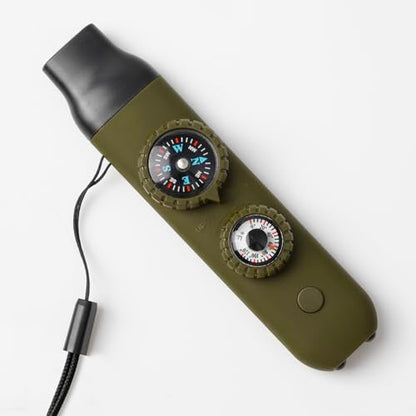 Emergency Survival Safety Whistle，Whistle for Kids with Lanyard,Compass,Thermometer,Ideal for Kayaking, Boating, Hiking, Camping, Climbing - color: Army Green Whistle