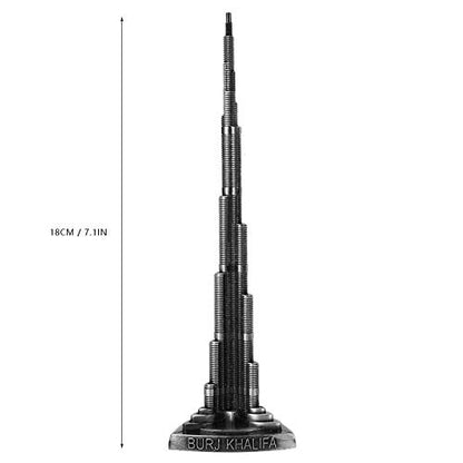 Burj Khalifa Tower, Miniature Dubai Tower Model Alloy Burj Khalifa Tower Model Art Craft Souvenir Building Tower Ornaments for Office Home Desktop Decor