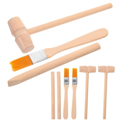 BESTonZON Dinosaur Excavation Toy Kit for Kids 12 Wooden Hammers 3 Chisels 3 Brushes Stem Science Learning Tools for Digging Blocks and Pretend Play 5.51 X 1.57 X 3.14 in