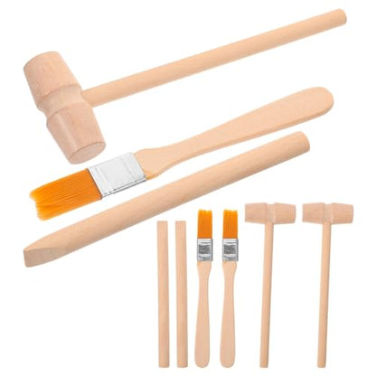 BESTonZON Dinosaur Excavation Toy Kit for Kids 12 Wooden Hammers 3 Chisels 3 Brushes Stem Science Learning Tools for Digging Blocks and Pretend Play 5.51 X 1.57 X 3.14 in