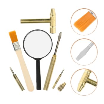 1 Set Dinosaur Dig Tools Kit: Archaeological Excavation Tool Set with Mini Hammer Chisel Brush Scraper Kit - size: 12.50X6.20X1.50CM
