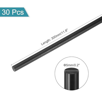 MECCANIXITY ABS Plastic Rod 5mm x 300mm Black Pack of 30 Pcs - color: Black, size: 5mm x 300mm