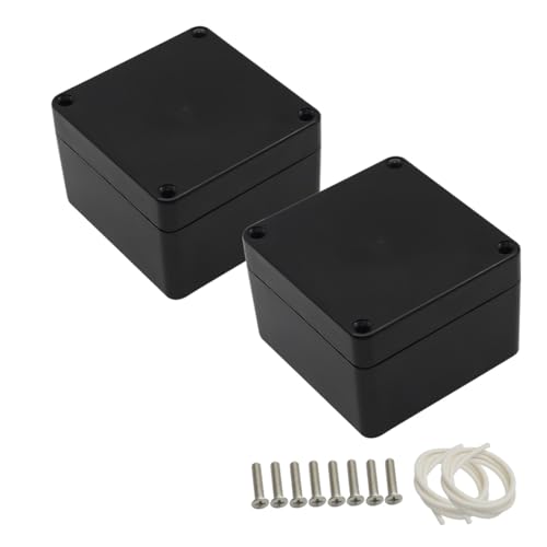 LeMotech ABS Plastic Electrical Project Case Power Junction Box, Project Box Black 3.27"x3.19"x2.2"(83 x 81 x 56mm)(Pack of 2) - color: Black (2 packs), size: 3.27" x 3.19" x 2.2"