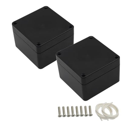 LeMotech ABS Plastic Electrical Project Case Power Junction Box, Project Box Black 3.27"x3.19"x2.2"(83 x 81 x 56mm)(Pack of 2) - color: Black (2 packs), size: 3.27" x 3.19" x 2.2"