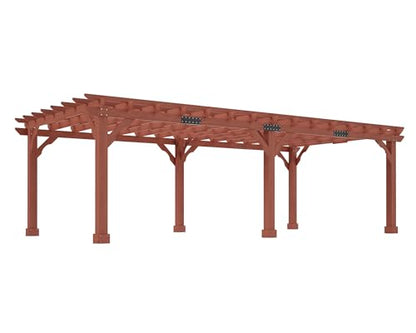 Jocisland 12x24 FT Premium Cedar Wood Pergola with Trellis Roof & Stakes - size: 12x24 FT