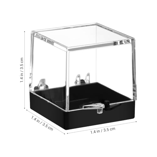 KESYOO 60 Pcs Clear Mineral Specimen Display Boxes, 1.4" Small Square Plastic Rock Sample Storage Cases with Black Base for Crystals and Gemstones