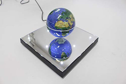 PowerTRC Rotating Magnetic Levitation Globe Suspended in Air Floating 3.5 inch Globe, ABS Base with Mirror and LED Lights