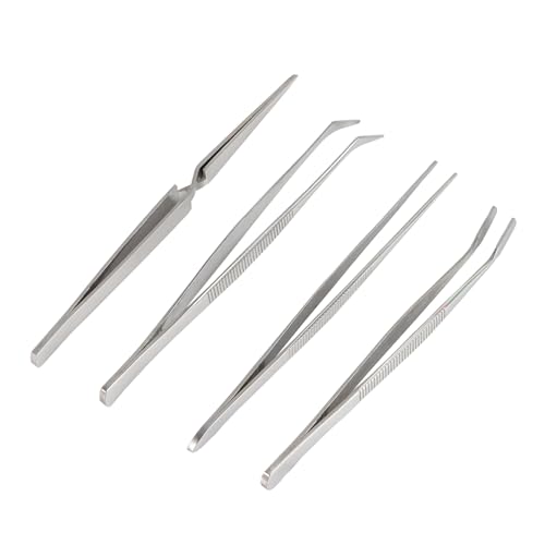 FEITA Precision Craft Tweezers Stainless Steel Tweezer Set for Jewelry, Crafting, Bead & Nail Art Tools – 4 Piece Twizzers - style: Precision