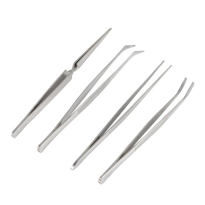 FEITA Precision Craft Tweezers Stainless Steel Tweezer Set for Jewelry, Crafting, Bead & Nail Art Tools – 4 Piece Twizzers - style: Precision