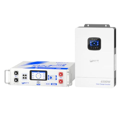 WattCycle 48V 100Ah Server Rack Battery & 6500W Hybrid Solar Inverter Kit - size: 48V 6k5W Inverter & Server Rack Battery