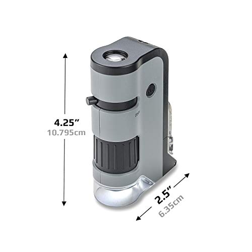 Carson MicroFlip 100x-250x, LED UV Pocket Microscope with Smartphone Clip, STEM Education (MP-250) - style: Single Pack