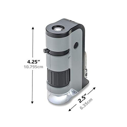 Carson MicroFlip 100x-250x, LED UV Pocket Microscope with Smartphone Clip, STEM Education (MP-250) - style: Single Pack