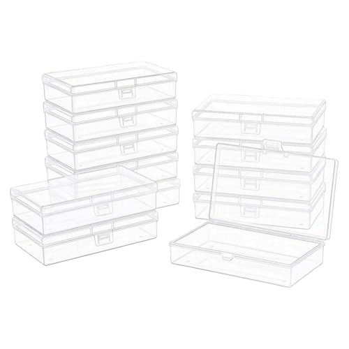 LJY 12 Clear Plastic Boxes, 5.3 x 3.1 x 1.2 in for Office Supplies - color: Transparent, size: 5.3 x 3.1 x 1.2 inch
