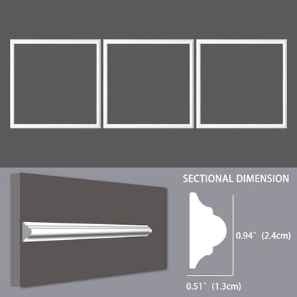 Lunghaa 3-Frame 20" x 20" Premade Accent Wall Molding Kit, Ready-to-Assemble Wainscoting Panels, Pre-Cut Chair Rail Moulding Trim Picture Frame for Home Décor - size: 3-Frame, 20"W x 20"H