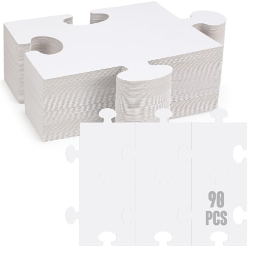 30 Pcs Blank Puzzle Pieces White 8 x 9 Inch DIY Kids Adults - color: White, size: 8 x 9 Inch