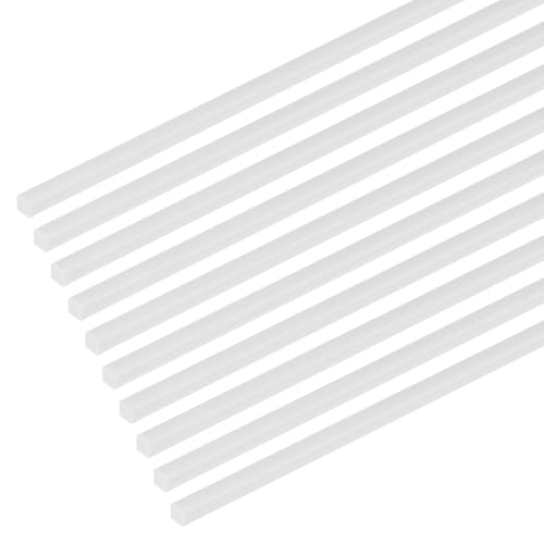 M METERXITY 10-Pack Square Plastic Bars Rods, 1.5mm x 250mm ABS Smooth Plastic Tube Rod for DIY Craft Sticks/Sand Table Model/Scene Making, Easy to Cut and Paint[White] - size: 1.5mm x 250mm