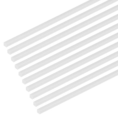M METERXITY 10-Pack Square Plastic Bars Rods, 1.5mm x 250mm ABS Smooth Plastic Tube Rod for DIY Craft Sticks/Sand Table Model/Scene Making, Easy to Cut and Paint[White] - size: 1.5mm x 250mm