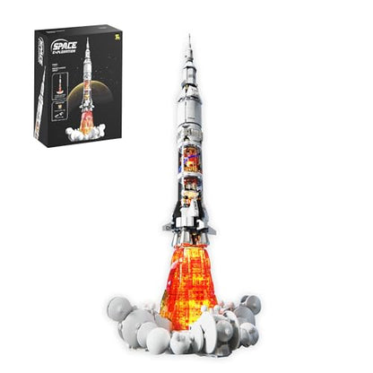 Sosuy Space-Rocket Building Blocks Sets,STEM 1201PCS 6+ Stage Separated Arrow Model Rockets Kit,Light Strip NASA Toys for Boys Adult Teen,Saturn V Models Birthday Gifts for Kids Age 8-12 - style: Space Rocket