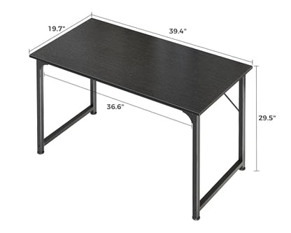 Huuger Modern Simple Office Desk, 40 Inch Gaming Desk with Storage, Black Metal Frame, Large Legroom - color: Black, size: 40inch
